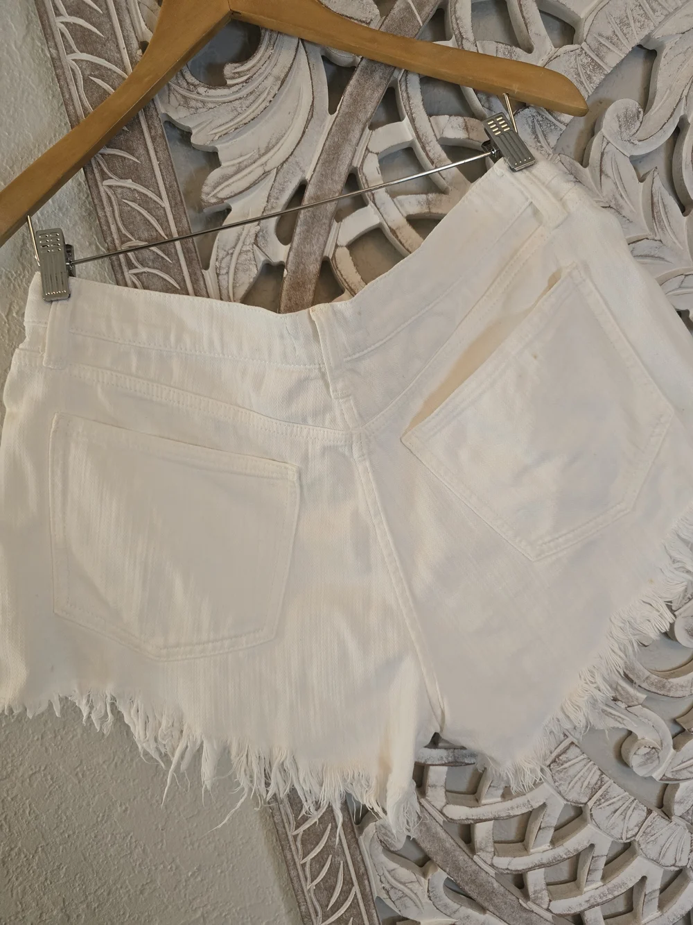 pistola White High-Rise Frayed Hem Denim Cutoff Shorts